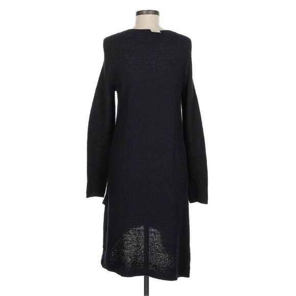 Subtle Luxury Aubrey Faux Wrap Sweater Dress Black Sz. M/L - Picture 5 of 8